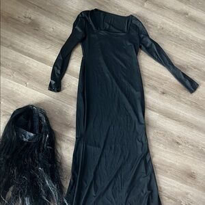 Morticia adams costume - Halloween 
Wig and black dress